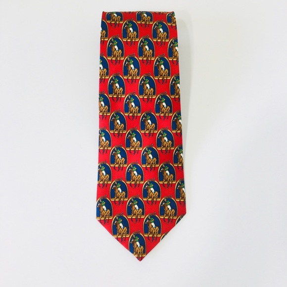 🎏HP🎏 SILK TIE MICHELSONS TONES OF RED NAVY BLUE - Picture 3 of 5